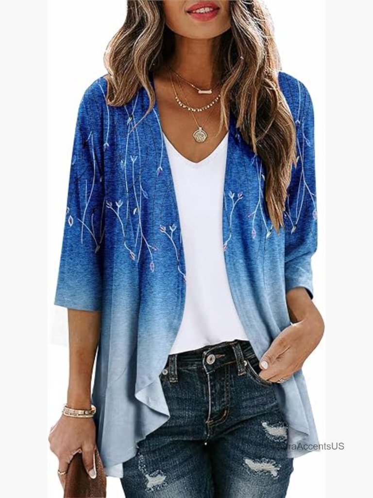 Short Sleeve Lightweight Cardigan Casual Loose Fit Jacket Cover Up With Pockets